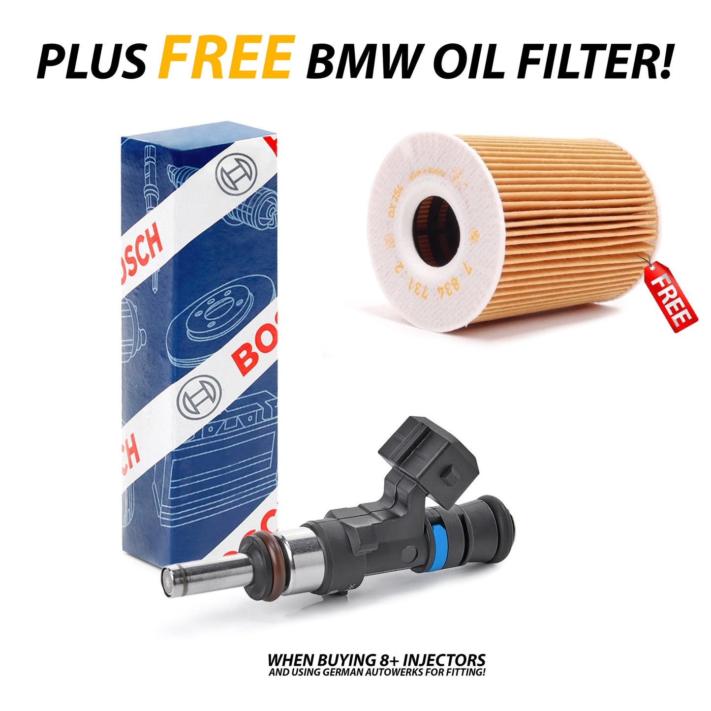 Bosch Fuel Injector (S65) + FREE Genuine BMW Oil Filter - E90/ E92/ E93 M3