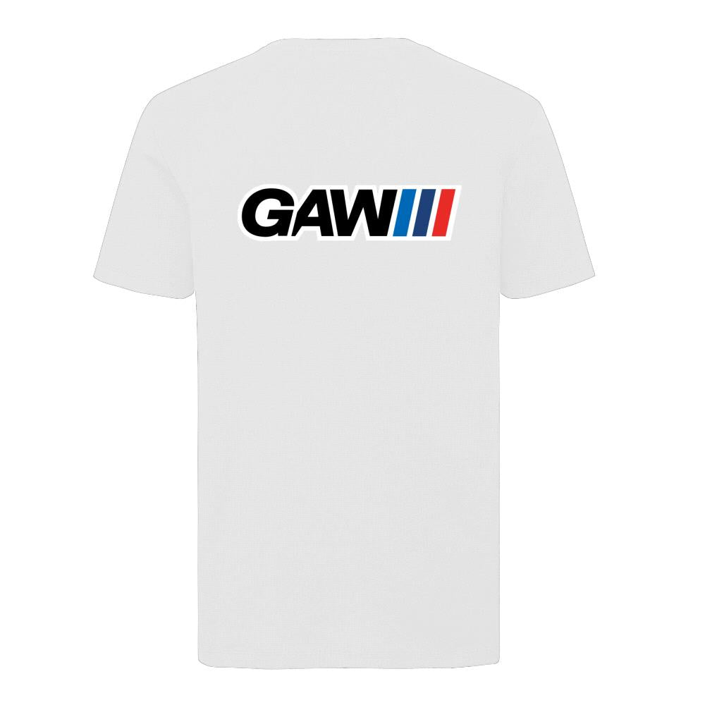 White GAW Oversized T-Shirt 'M Style' (Embroidered Badge) - German Autowerks