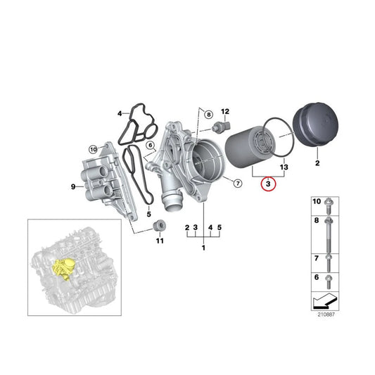 Genuine BMW N55 Oil Filter (M135i, M235i, 335i, 435i) 11427953129