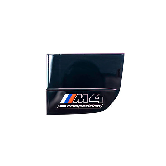 Gloss black centre console unit with BMW M4 Competition badge for BMW G82/G83 vehicles.