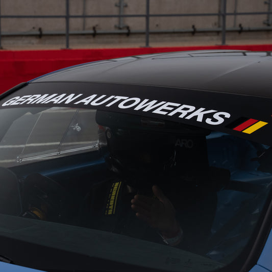 German Autowerks Sunstrip (White on Black)