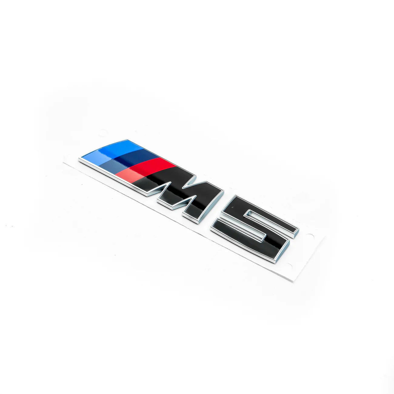 Gloss black rear model badge for BMW F90 M5 LCI with silver edging