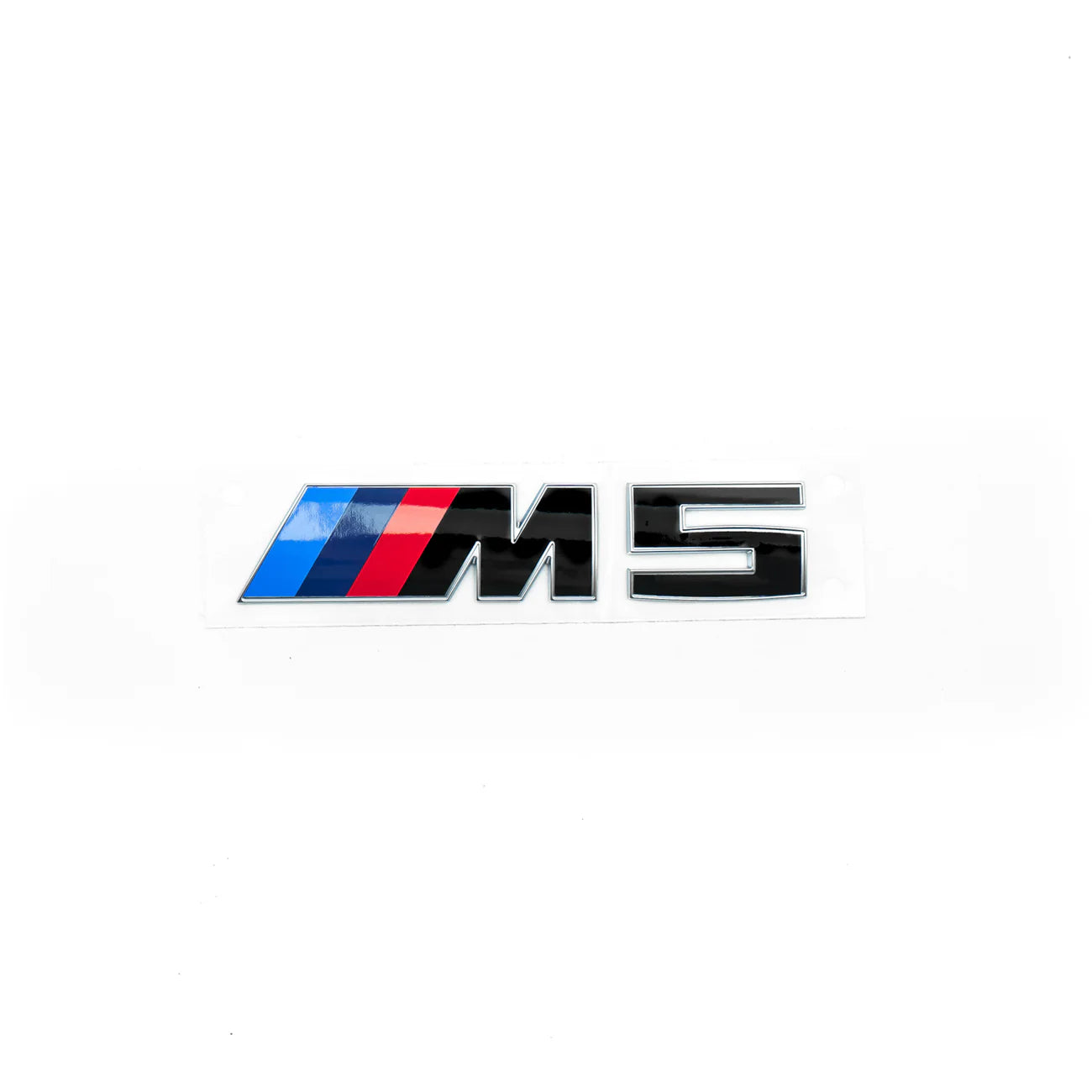 Gloss black rear model badge for BMW F90 M5 LCI with silver edging