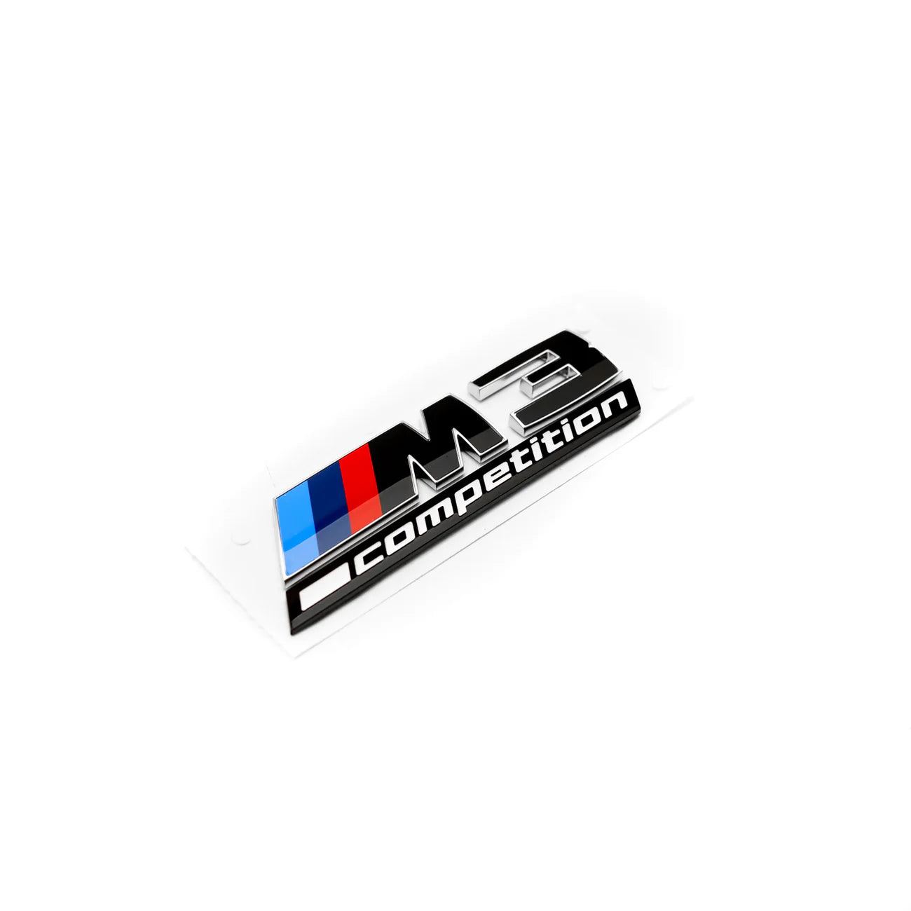 Gloss black BMW M3 Competition rear badge with silver edging for BMW G80 M3